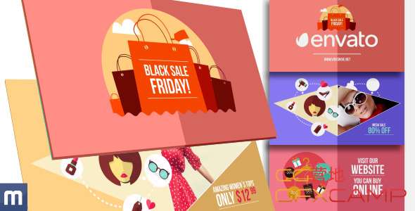 AE模板-黑色星期五商品促销宣传MG动画 Black Friday Sale – Online