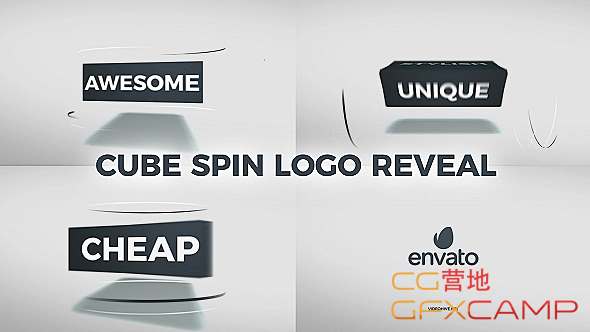 AE模板-方块翻转文字Logo动画 Cube Spin Logo Reveal