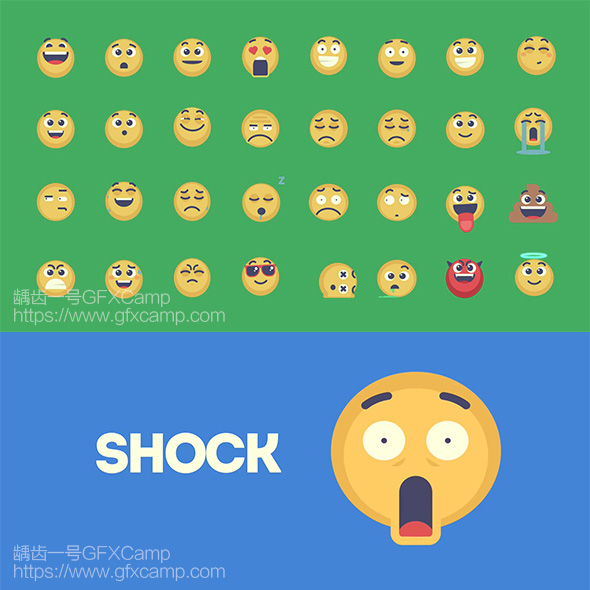 ae模板-社交网络对话卡通emoji表情包动画