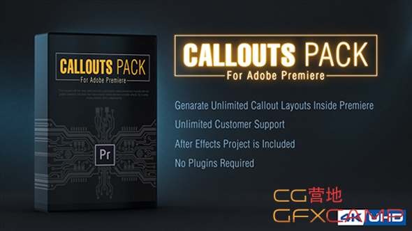 Pr模板-13组科技感介绍说明指示线动画 Callout Line Pack For Premier