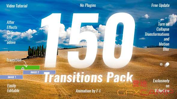 AE模板-150组图形切换遮罩视频转场 Transitions Pack