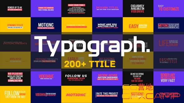 AE模板-200+文字标题排版动画 Typograph