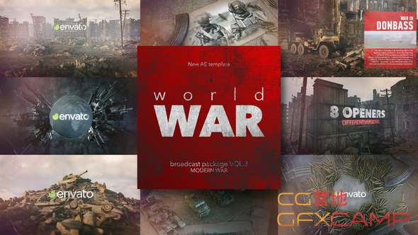 AE模板-世界大战武器战争包装动画 World War Broadcast Package vol.3
