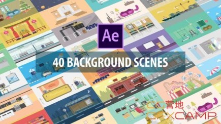 AE模板-40个扁平化场景MG动画 40 Mix Background Scenes