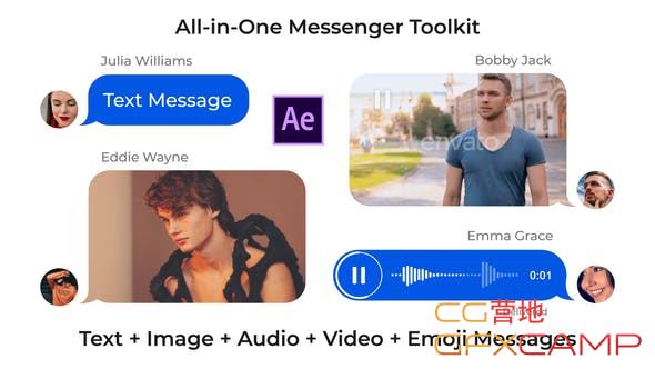 AE模板-手机APP短信对话框气泡动画 Messenger Toolkit V3.2