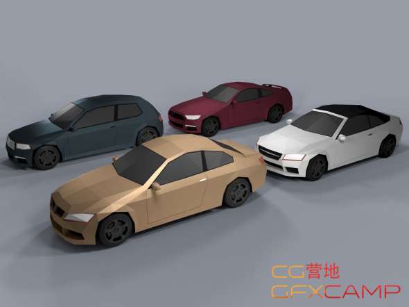 CGTrader - Low Poly Cartoon Cars Low-poly 3D model