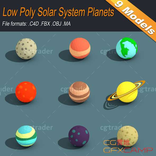Cgtrader - Low Poly Solar System Planets Isometric Low-poly 3D model